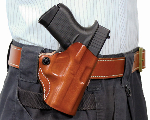 DESANTIS MINI SCABBARD HOLSTER RH OWB LEATHER J-FRM 2-2.25 TN - for sale