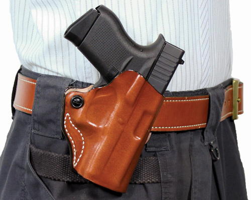 DESANTIS MINI SCABBARD HOLSTER RH OWB LEATHER SF XDS TAN! - for sale