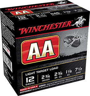 WINCHESTER AA 12GA 2.75" 1-1/8OZ #7.5 1145FPS 250R CASE - for sale
