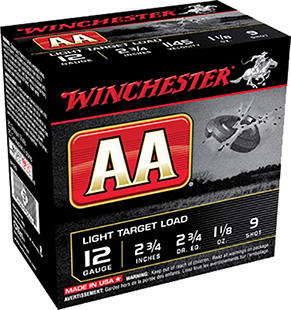 WINCHESTER AA 12GA 2.75" 1-1/8OZ #9 1145FPS 250RD CASE - for sale