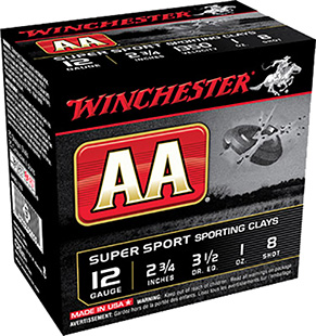 WINCHESTER AA 12GA 2.75" 1OZ #8 1350FPS 250RD CASE LOT - for sale