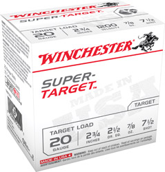 WINCHESTER SUPER TARGET 20GA 2.75" 7/8OZ #7.5 250RD CASE - for sale