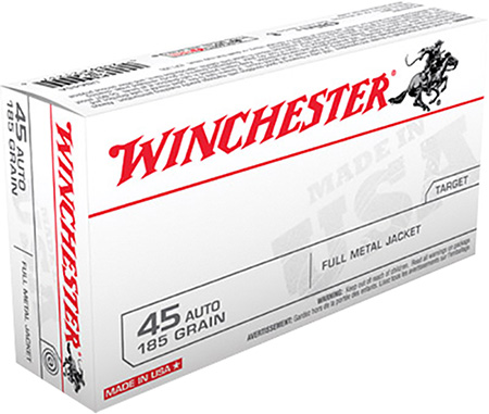 WINCHESTER USA 45 ACP 185GR FMJ 50RD 10BX/CS - for sale