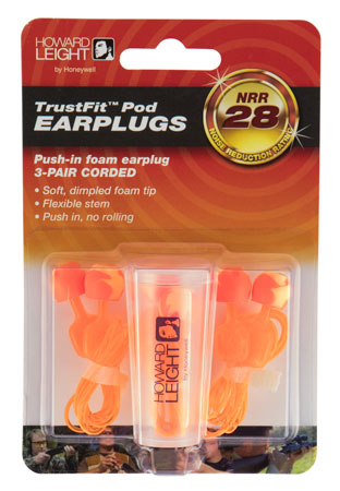 HOWARD LEIGHT TRUSTFIT EARPLUG W/CORD & CASE 3-PACK NRR28 - for sale