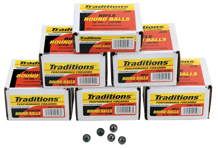 TRADITIONS BULLETS REVOLVER ROUNDBALL .44CAL .4546 100PK - for sale