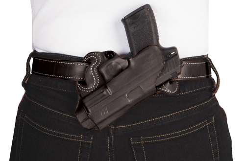 DESANTIS SMALL OF BACK HOLSTER RH OWB LTHR FOR GLOCK 20/21 BL - for sale