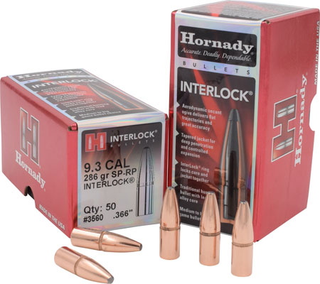 HORNADY BULLETS 9.3MM .366 286GR JSP 50CT 25BX/CS - for sale