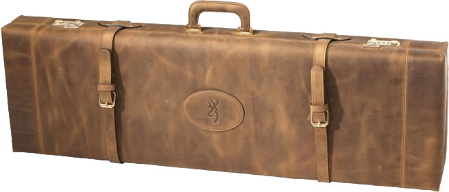BROWNING LUGGAGE CASE O/U TO 34" BBL DISTRESSED LEATHR BRN< - for sale