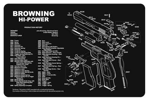 TEKMAT ARMORERS BENCH MAT 11"x17" BROWNING HI-POWER - for sale