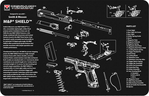 TEKMAT ARMORERS BENCH MAT 11"X17" S&W M&P SHIELD BLACK - for sale