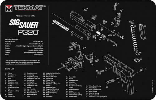 TEKMAT ARMORERS BENCH MAT 11"X17" SIGARMS P320 BLACK - for sale