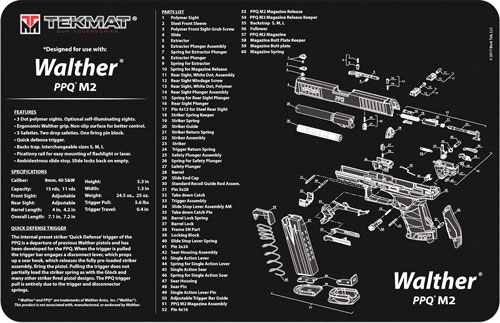 TEKMAT ARMORERS BENCH MAT 11"x17" WALTHER PPQM2 PISTOL! - for sale