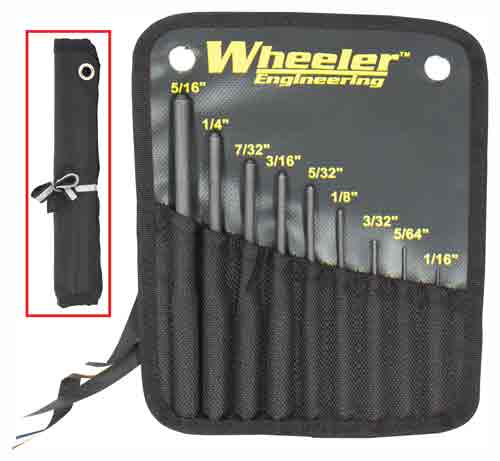 WHEELER 9-PC ROLL PIN PUNCH SET W/STORAGE POUCH - for sale