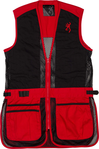 BROWNING MESH SHOOTING VEST R-HAND YOUTH'S LG BLACK/RED - for sale