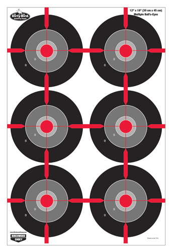 B/C TARGET DIRTY BIRD 12"X18" MULTIPLE BULL'S-EYE 8 TARGETS - for sale