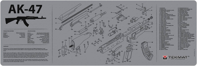 TEKMAT ARMORERS BENCH MAT 12"X36" AK-47 GREY - for sale