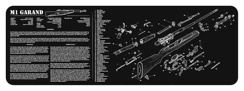 TEKMAT ARMORERS BENCH MAT 12"X36" M1 GARAND BLACK - for sale