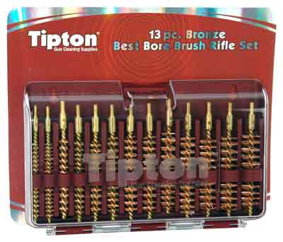 TIPTON 13-PIECE BRONZE RIFLE BORE BRUSH SET W/STORAGE CASE - for sale