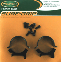 WEAVER RINGS DETACHABLE TOP MOUNT SURE-GRIP 1" MED BLACK< - for sale