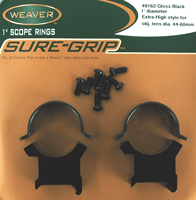 WEAVER RINGS DETACHABLE TOP MOUNT SURE-GRIP 1" X-HIGH BLK< - for sale