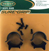 WEAVER RINGS DETACHABLE TOP MOUNT SURE-GRIP 1" MED MATTE - for sale