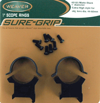 WEAVER RINGS DETACHABLE TOP MOUNT SURE-GRIP 1" X-HIGH MATT - for sale