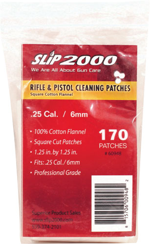 SLIP 2000 CLEANING PATCHES 1.25" SQUARE 25CAL/6MM 170-BAG - for sale