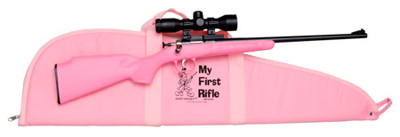 CRICKETT RIFLE G2 .22LR BLUED/ PINK SYNTH W/SCOPE AND CASE - for sale