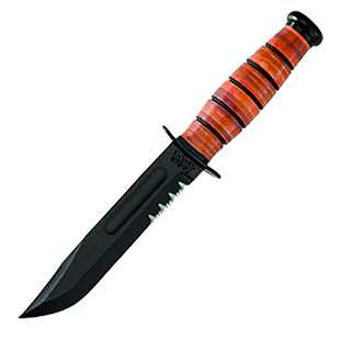 KA-BAR FIGHTING/UTILITY KNIFE 5.25" SHRT W/LTHR USMC SERRTD - for sale