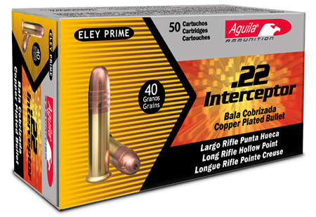 Aguila - Interceptor - .22LR - AMMO 22 LR INTERCEPTOR HP 40GR 50RD/BX for sale