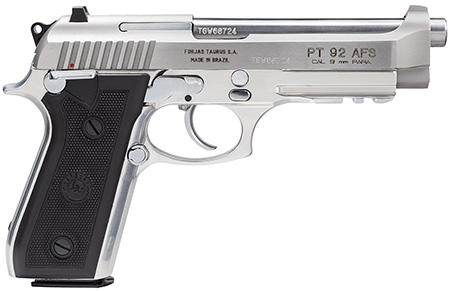 TAURUS 92 9MM 5" FS 17-SHOT STAINLESS CHECKERED RUBBER - for sale