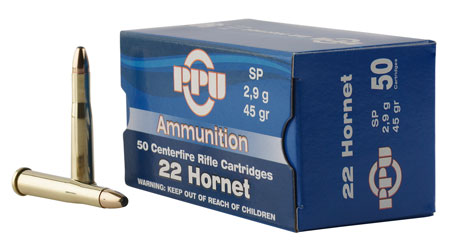 PPU STANDARD RIFLE AMO 22 HORNET 45GR SP 50RD (20 BOXES PER CASE) - for sale