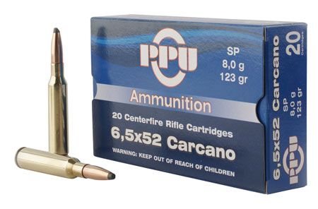 PPU 6.5X52 CARCANO 123GR JSP 20RD 10BX/CS - for sale