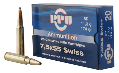 PPU 7.5X55 SWISS 174GR JSP 20RD 10BX/CS - for sale