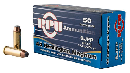 PPU PISTOL AMO 44 REM MAG 300 GR SJFP 50RD (10 BOX CASE) - for sale