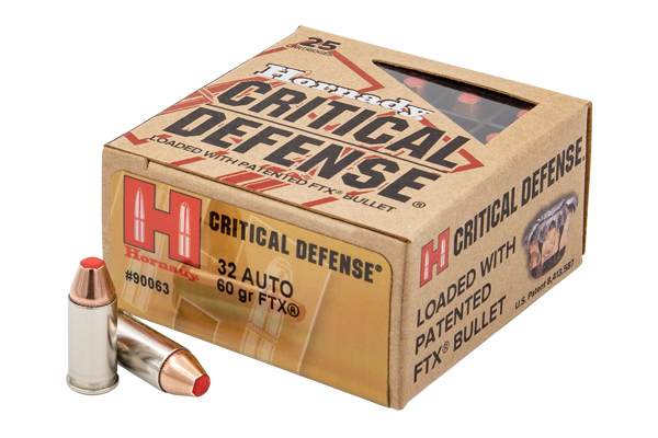 Hornady - Critical Defense - .32 ACP - AMMO CD 32 AUTO 60 GR FTX 25/BX for sale