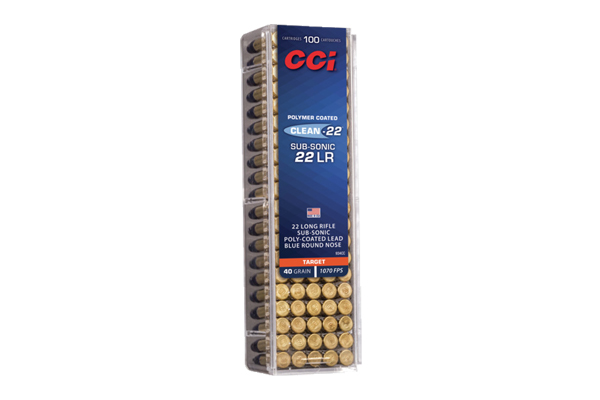 CCI CLEAN 22LR 40GR BLUE POLY RN SUBSONIC 100RD 50BX/CS - for sale