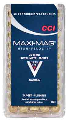 cci ammunition - Maxi-Mag - .22 Mag - MAXI MAG 22 WMR 40GR TMJ 50RD/BX for sale