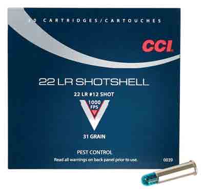 CCI 22LR SHOTSHELL 1000FPS 31GR #12 SHOT 20RD 100BX/CS - for sale