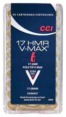 CCI V-MAX 17HMR 2550FPS 17GR V-MAX 50RD 40BX/CS - for sale