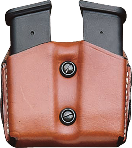 DESANTIS DOUBLE MAG POUCH OWB LEATHER SINGLE STACK 10/45 TAN - for sale