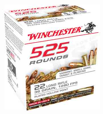 WINCHESTER 22LR 1280FPS 36GR PLATED HP 525RD 10BX/CS - for sale