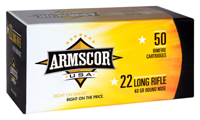 ARMSCOR 22LR 40GR LEAD SOLID POINT STAND-VEL 50RD 100BX/CS - for sale
