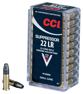 CCI SUPPRESSOR 22LR 970FPS 45GR HP 50RD 100BX/CS - for sale