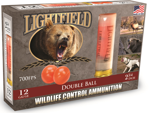 LIGHTFIELD WILDLIFE CONTROL AMO 12GA 2.75 IN LESS LETHAL DOUBLE RUBBER BALL 5RD ( 10 BOX CASE ) - for sale