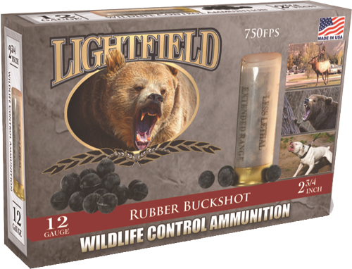 LIGHTFIELD WILDLIFE CONTROL AMO 12GA 2.75 IN LESS LETHAL 21 BALL RUBBER BUCK 5RD ( 10 BOX CASE ) - for sale