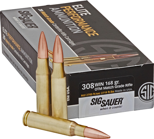 SIG 308 WINCHESTER 168GR OTM 20RD 10BX/CS - for sale