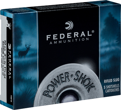 FEDERAL POWER SHOK RIFLED SLUG AMO 10GA 3 1/2 1 3... - for sale