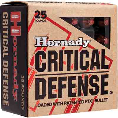 Hornady - Critical Defense - 9mm Makarov - AMMO 9X18 MAK 90 GR FTX CD 25/BX for sale