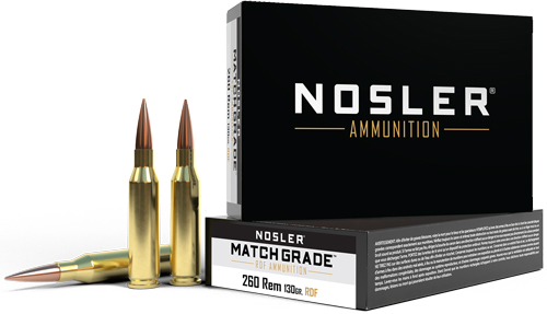 NOSLER MATCH 260REM 130GR BTHP REDUCED DRAG 20RD 10BX/CS - for sale